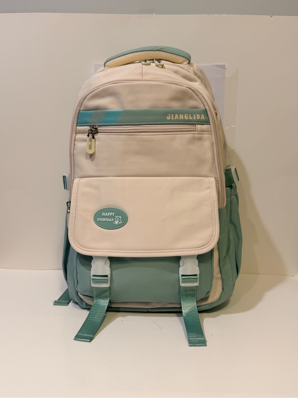 NWOT JIANGLIDA Happy Day Cream and Mint Green/Sea Green Backpack